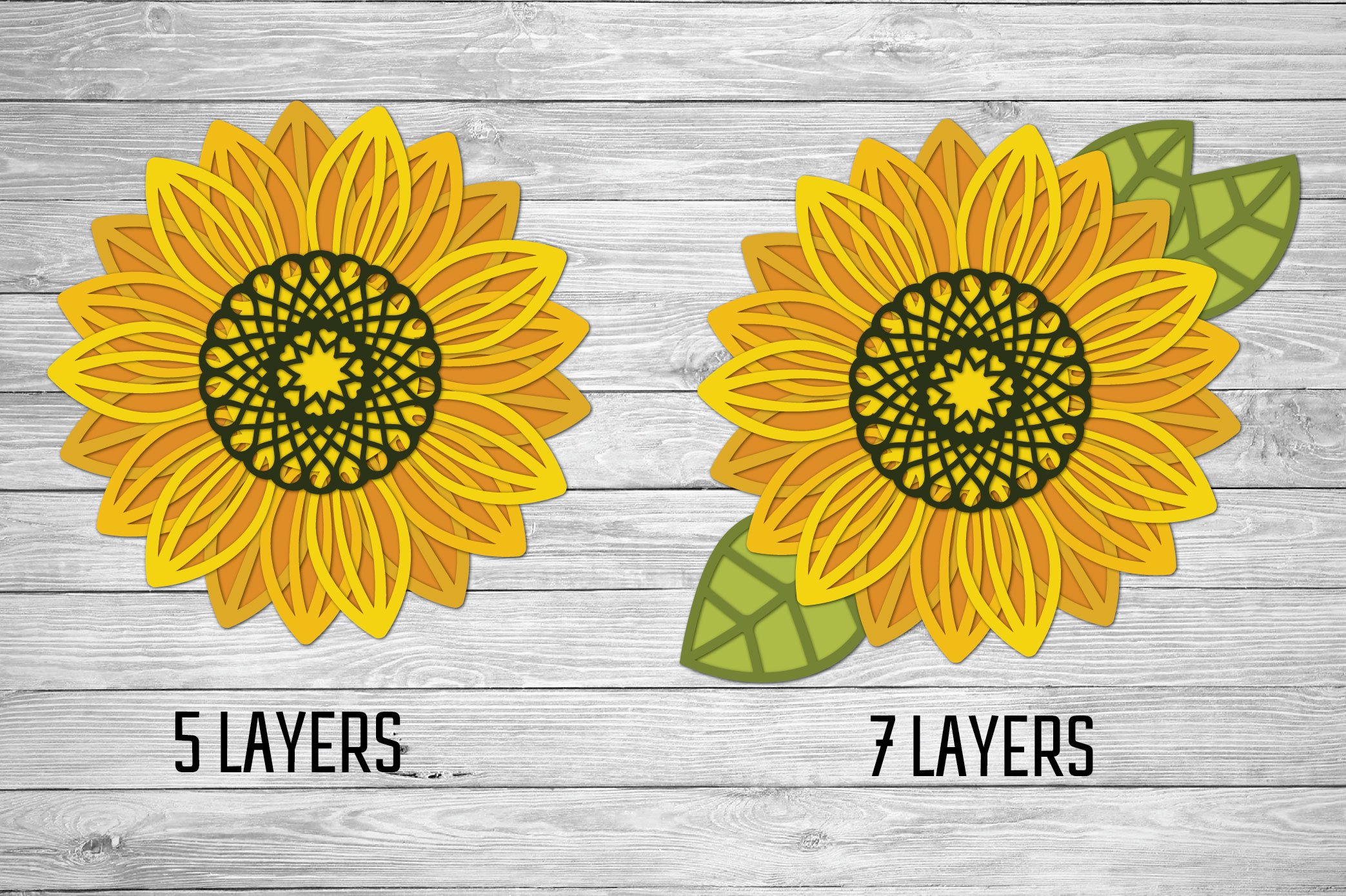 3d Layered Sunflower SVG | Multi Layer SVG | Cut File (724009) | Cut