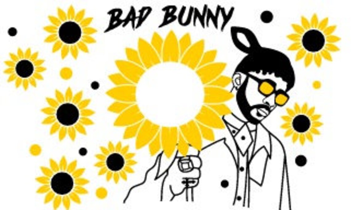 Bad Bunny and Sunflower Full Wrap Svg Venti Cup Decal Svg - Etsy Hong Kong