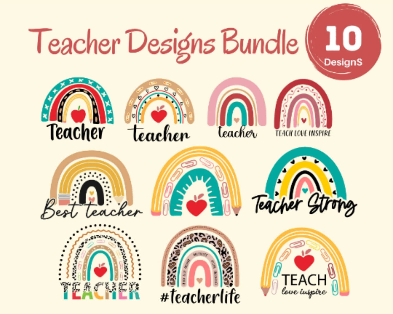 Teacher Rainbow svg bundle teacher rainbow png SVG Teacher - Etsy España