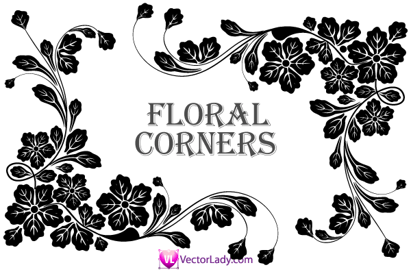 Flower Corner Vector Clip Art | 123Freevectors | Clip art, Wallpaper