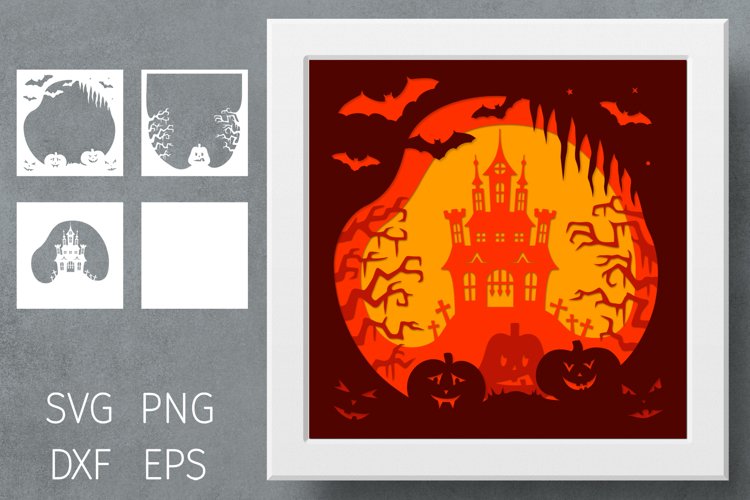 Halloween shadow box svg, 3d Papercut, Halloween layered svg