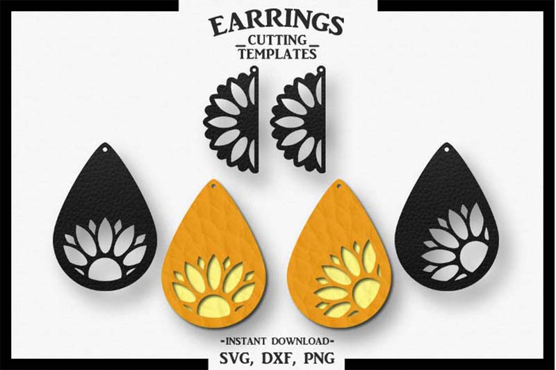 3834 Sunflower Earring Svg Free SVG PNG EPS DXF File