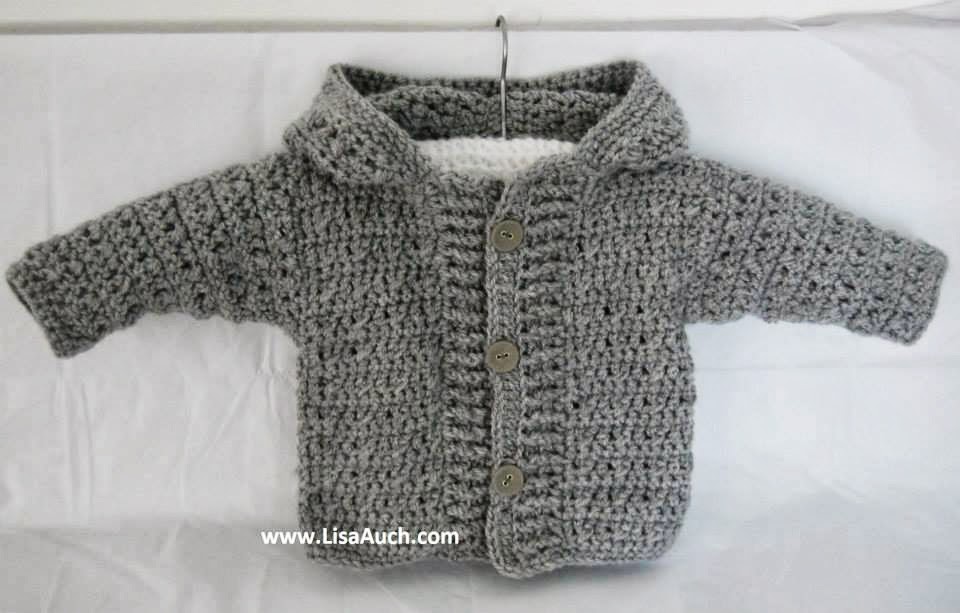 Crochet Baby Boy Cardigan pattern with hood (Easy Hooded Crochet