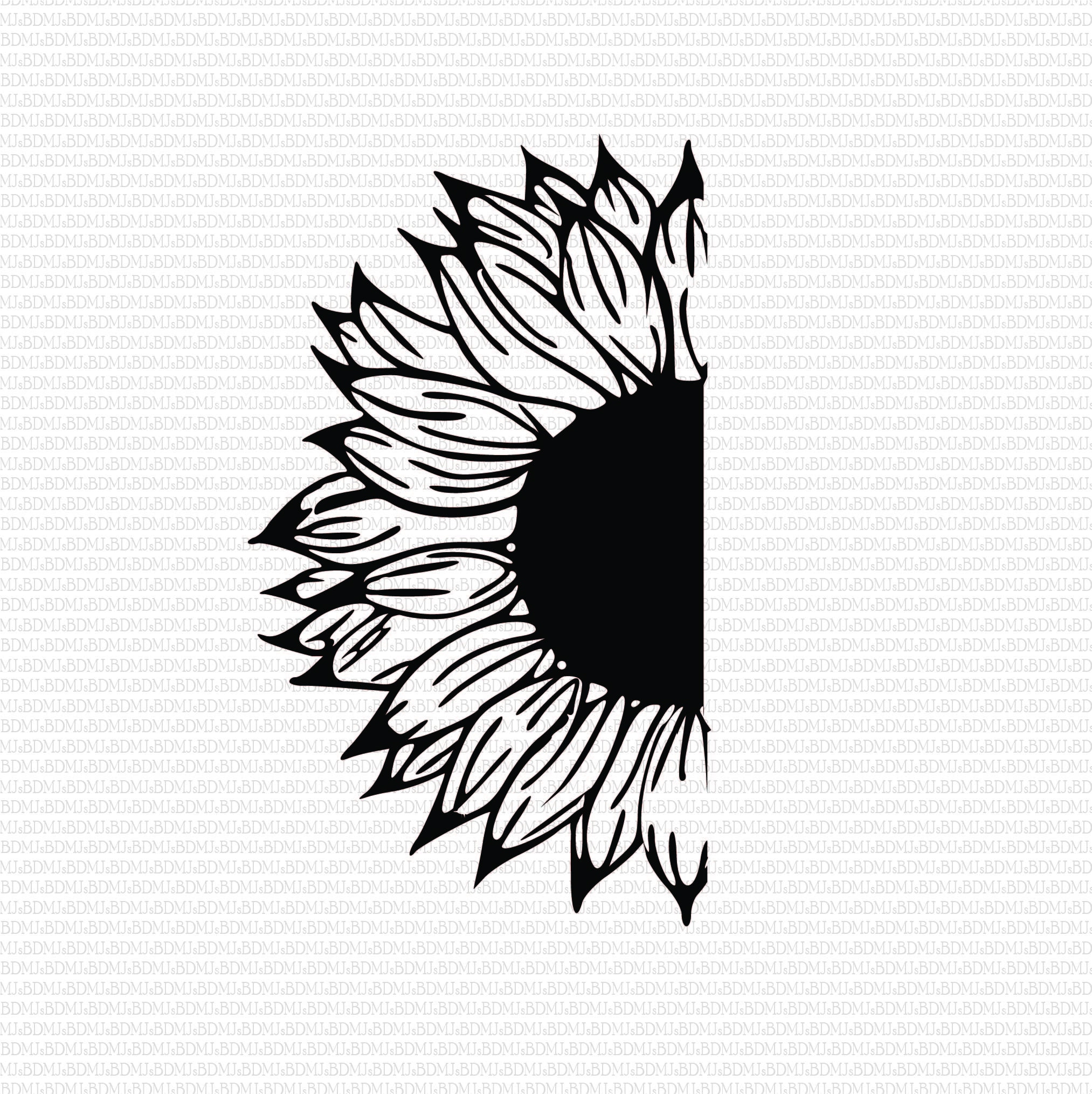 Half Sunflower SVG PNG JPG Sunflower Svg Flower Svg - Etsy Canada