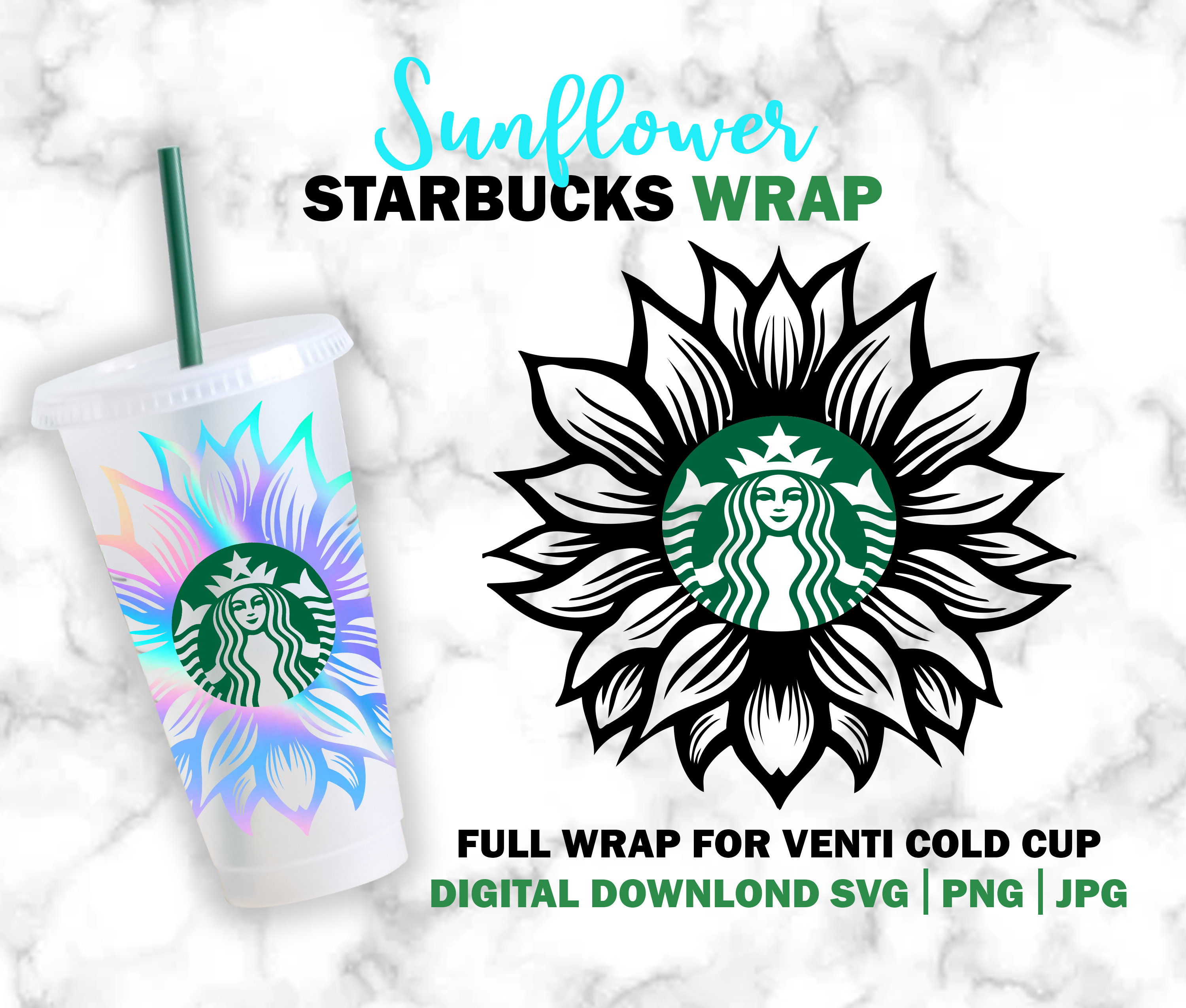 Starbucks Sunflower svg sunflower Svg PNG cut file | Etsy