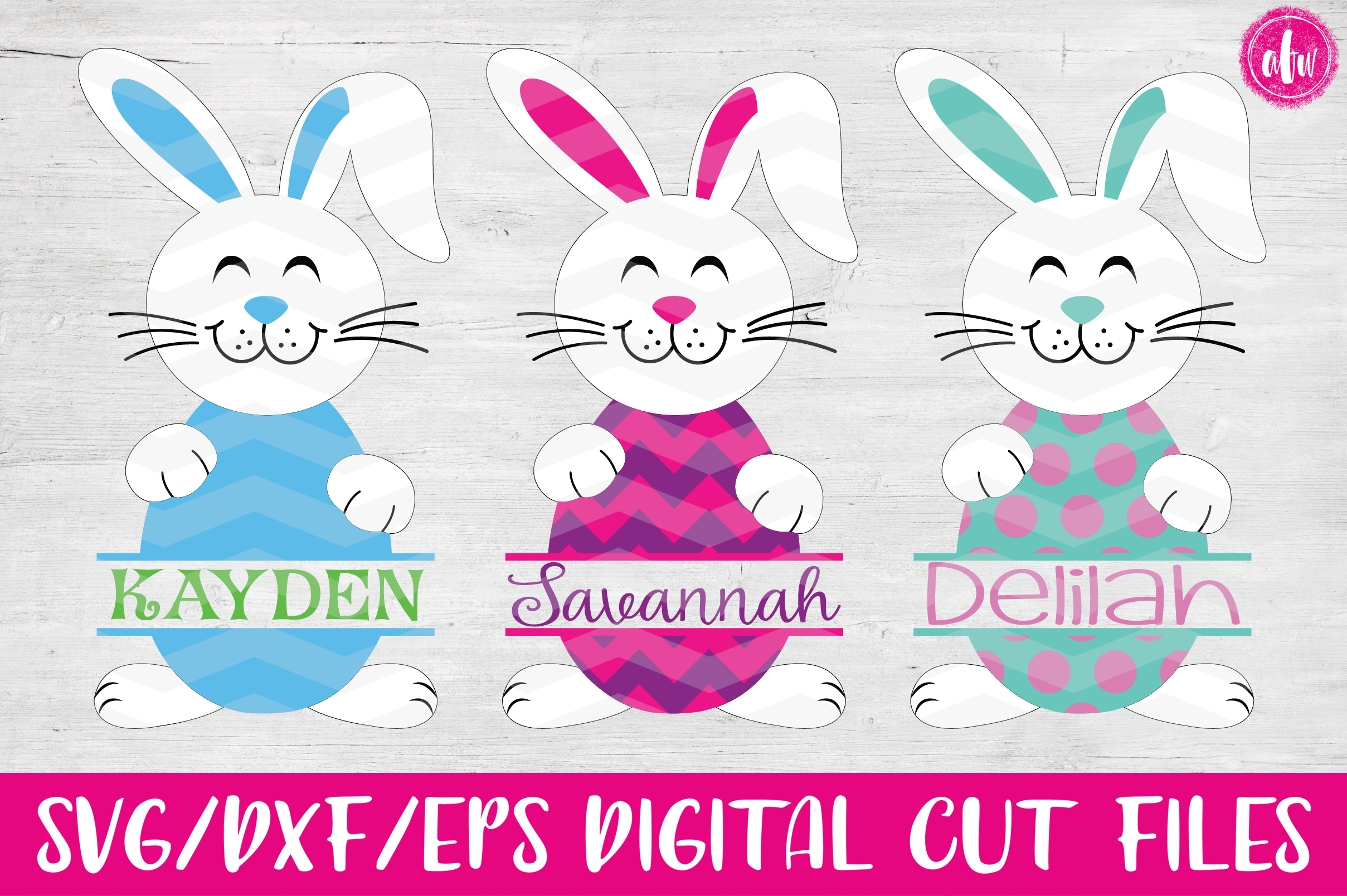 Split Easter Bunny Eggs- SVG, DXF, EPS Cut Files (13786) | SVGs