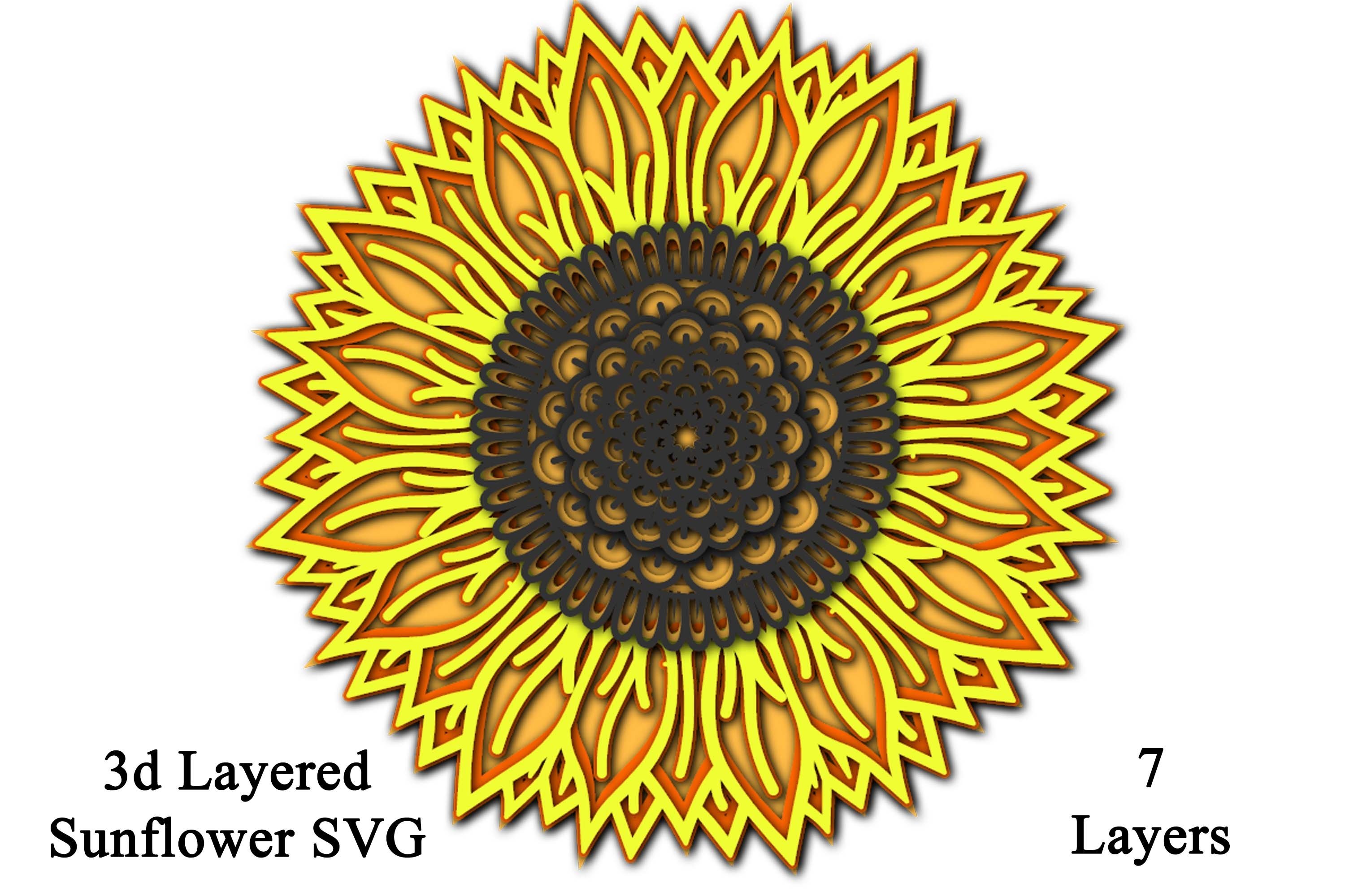 Sunflower 3D Layered Sunflower SVG - 7 Layers (617095) | Paper Cutting