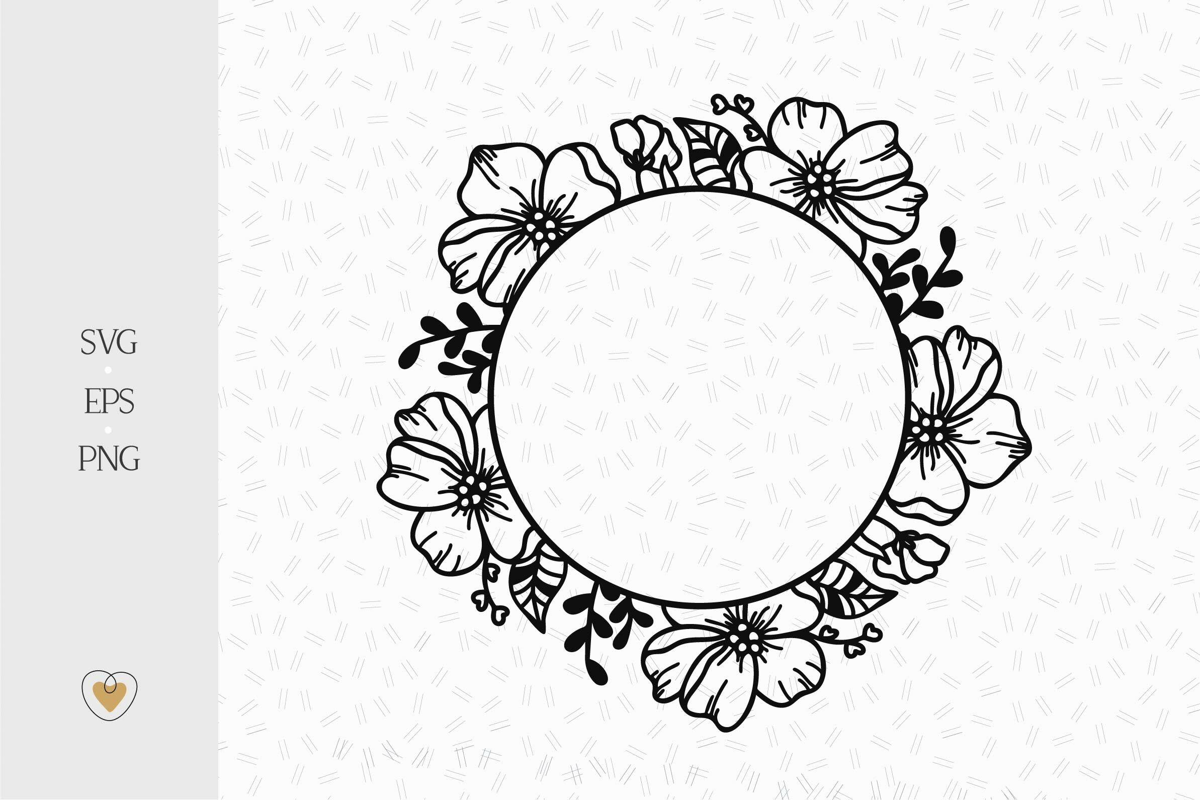 Circle floral frame svg, Flower border svg, Cricut svg By Pretty