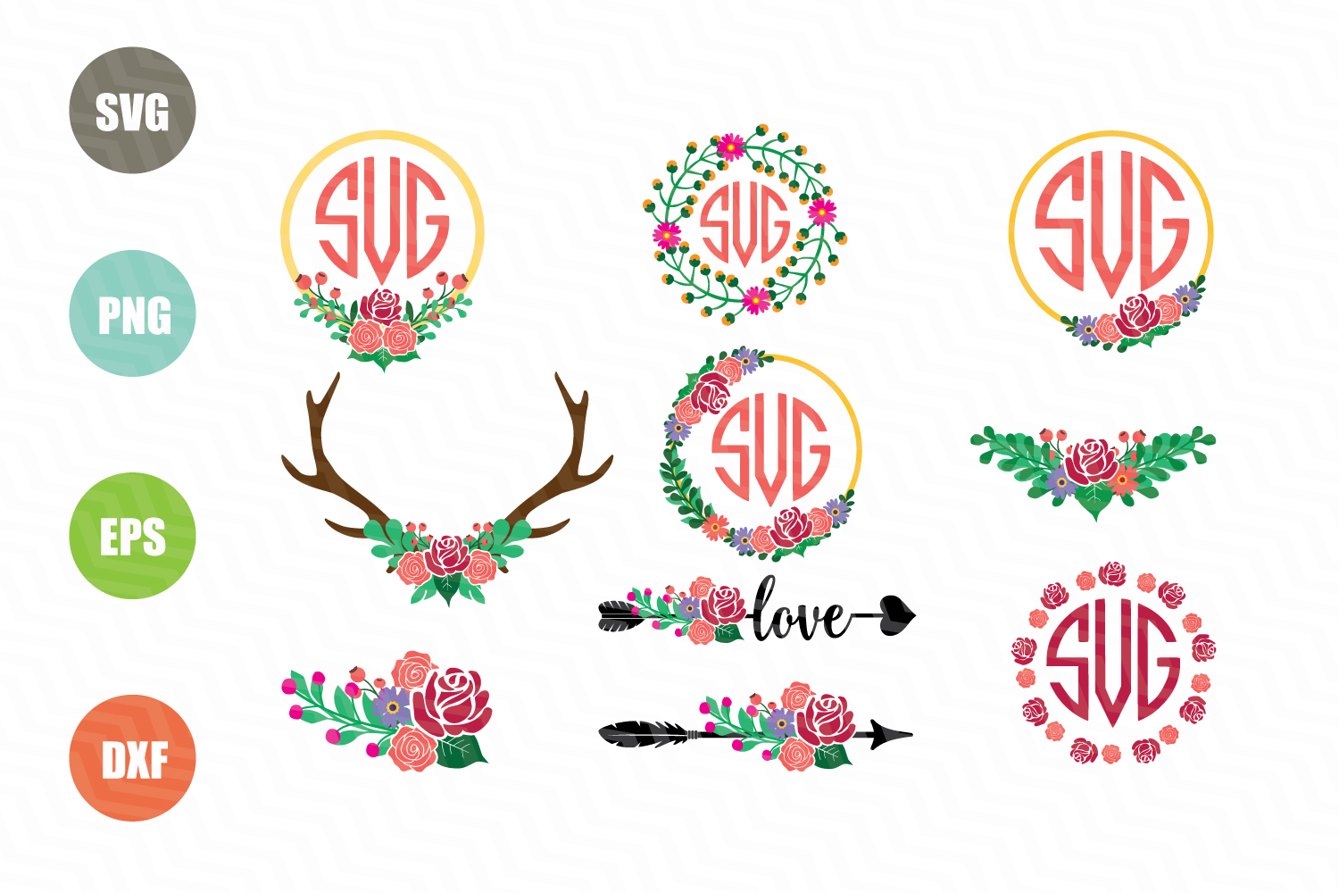 Flower Monogram SVG